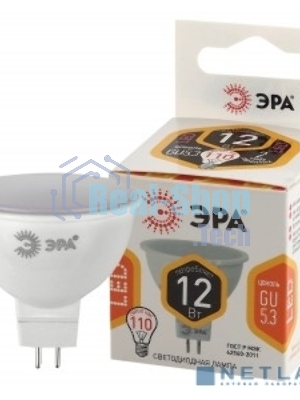 Лампа светодиодная ЭРА LED MR16-12W-827-GU5.3 (диод, софит, 12Вт, тепл, GU5.3)