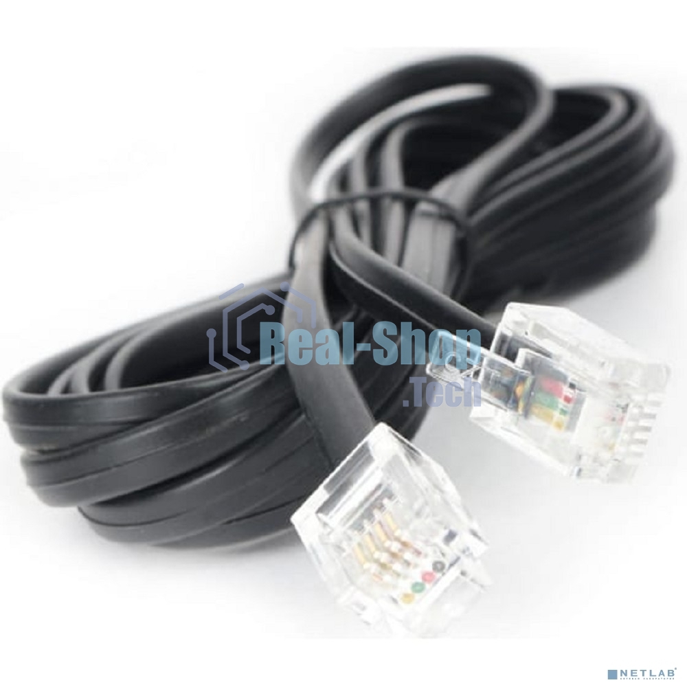 Кабель телефонный аппарат-розетка Cablexpert TC6P4C-2M-BK 2 м черный