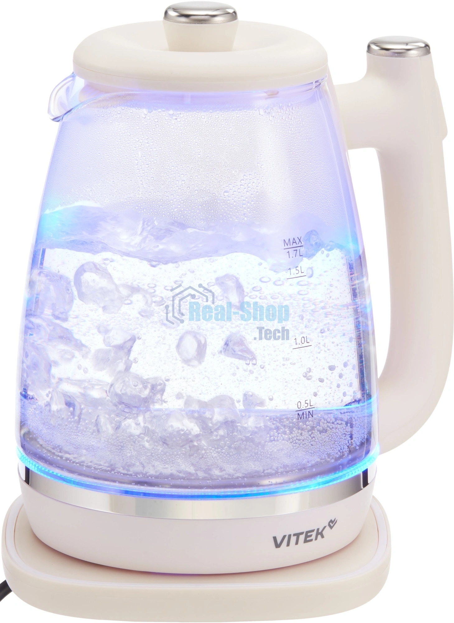Чайник электрический Vitek VT-WK1072 1.7л. 1800Вт слоновая кость корпус: стекло