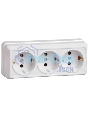 Розетка Iek ERO31-K01-16-DC РС23-3-ОБ 3 местн. с з/к 16А откр.уст. ОКТАВА (белый)