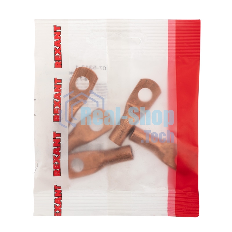 Наконечник медный Rexant ТМ 25-8-7 (25мм² - Ø8мм) (в упак. 5 шт.)