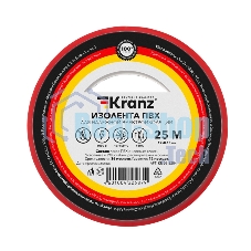 Изолента ПВХ Kranz 0.13х19 мм, 25 м, красная (5 шт./уп.)