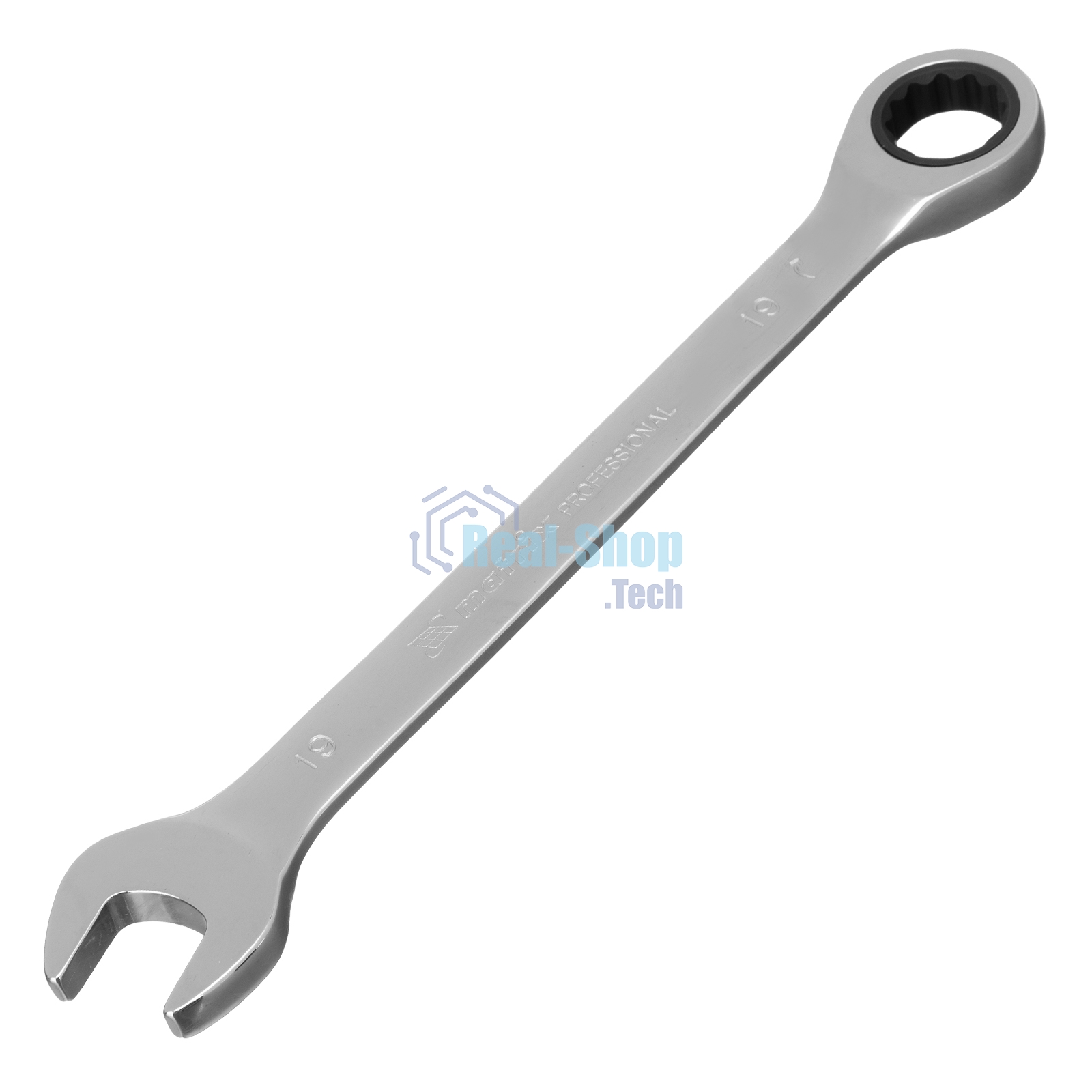 Ключ комбинированный Matrix трещоточный, 19 мм, CrV, зеркальный хром PROFESSIONAL