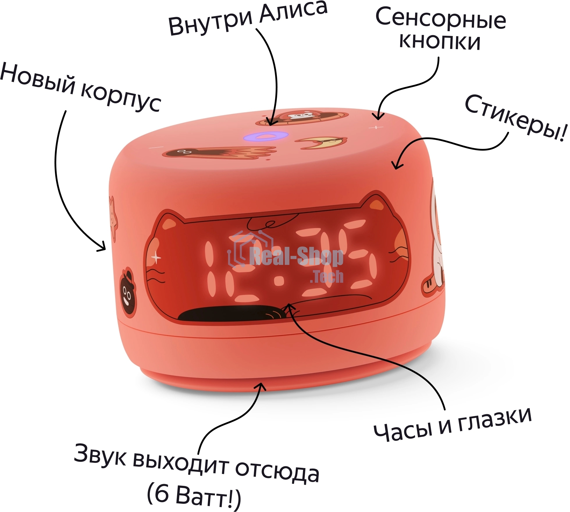 Умная колонка Yandex Станция Лайт 2 Алиса coral 6W 1.0 BT/Wi-Fi 10м