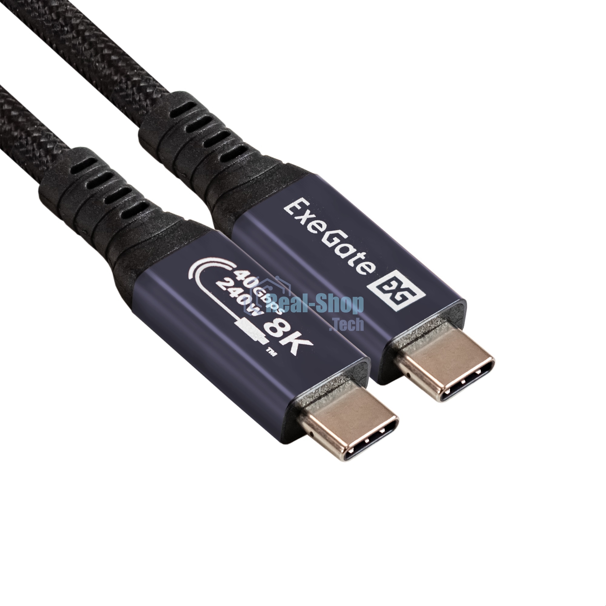 Кабель для зарядки ExeGate EX-CCP-USB4.0-CMCM-QC-1.0 (USB4.0 USB Type-Cm/Cm, 40Gbit/s, 5A, 240W, PD3.1/QC4.0, 1м)