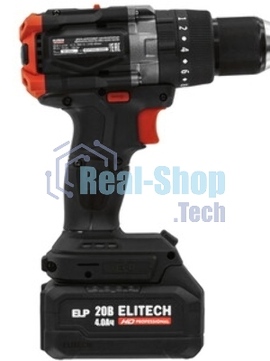 Дрель-шуруповерт Elitech CD 20BL2, 20 В, 4 Ач, 130 Нм, бесщеточный