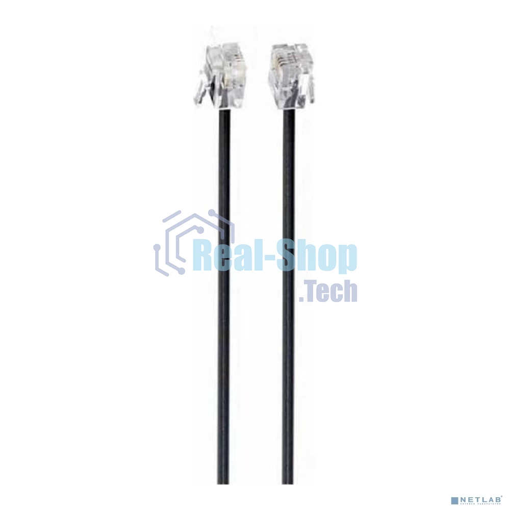 Кабель телефонный аппарат-розетка Cablexpert TC6P4C-2M-BK 2 м черный