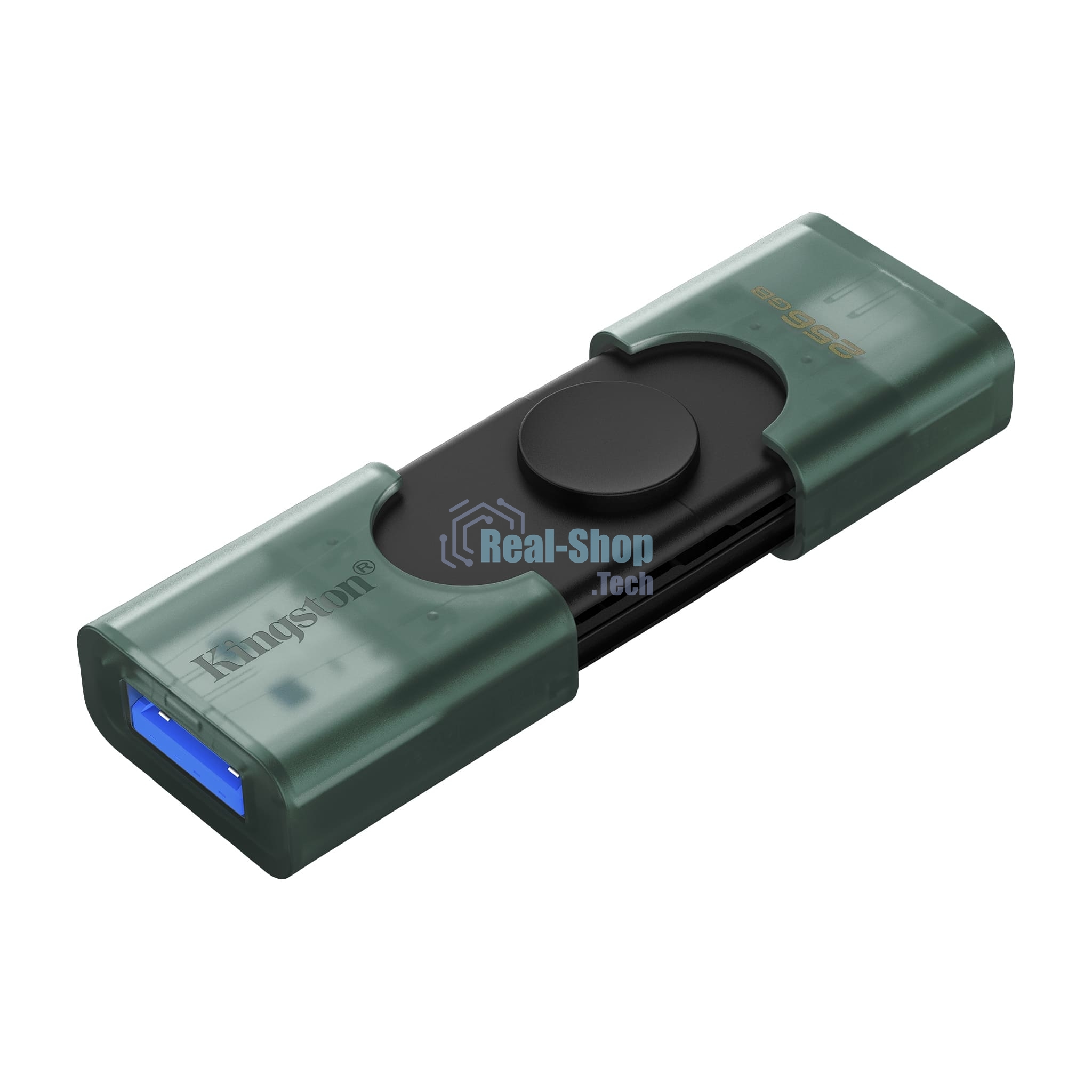 Флешка USB Kingston DataTraveler Duo (DTDEG2/256Gb), 256Gb, USB3.2/Type-C, R/W 150/60, зеленая