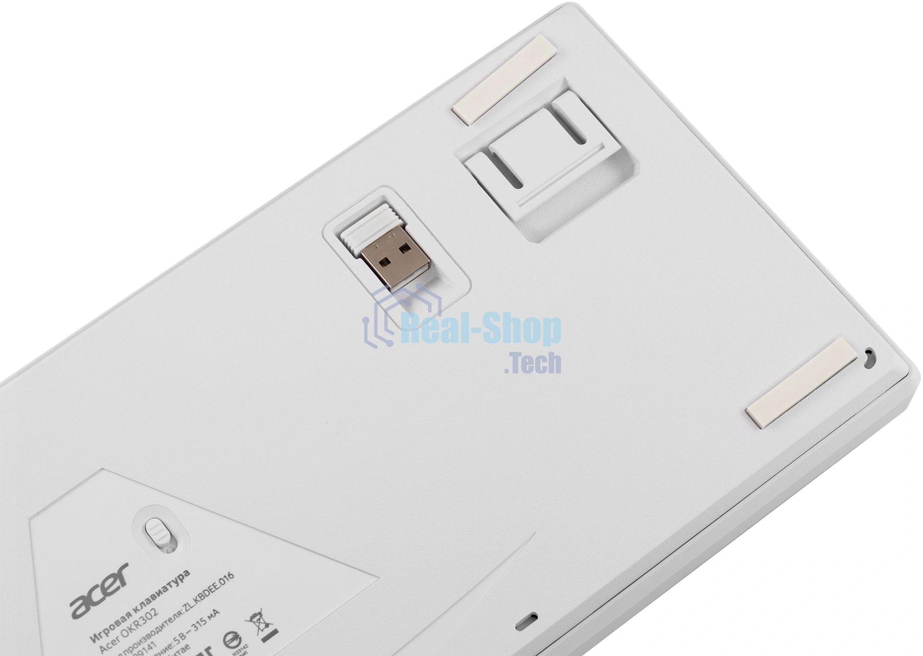 Клавиатура беспроводная Acer OKR302 (ZL.KBDEE.016), USB, Bluetooth/Радиоканал, белый