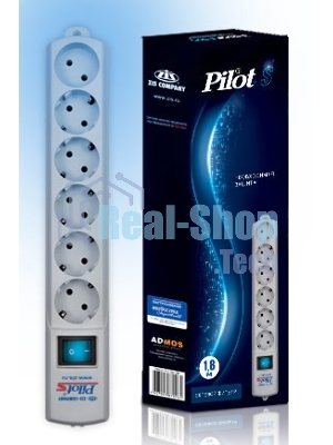 Сетевой фильтр Pilot S 1.8 м (6 розеток) белый (коробка)