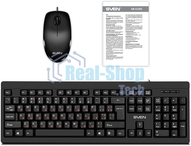 Комплект клавиатура + мышь SVEN KB-S320C клавиатура и мышь черные (USB, 105 кл, 4 кнопки, 1000 dpi)