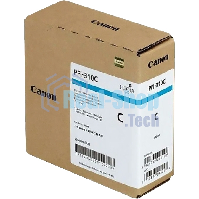 Картридж струйный Canon PFI-310 C 2360C001 голубой (330 мл) для Canon TX-2000/TX-3000/TX-4000