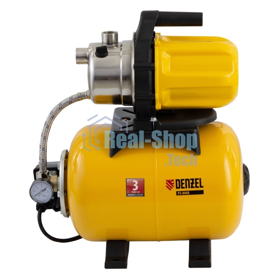 Насосная станция Denzel PS800X автоматическая 800Вт 3200л/ч ресивер 24л подъем 38м