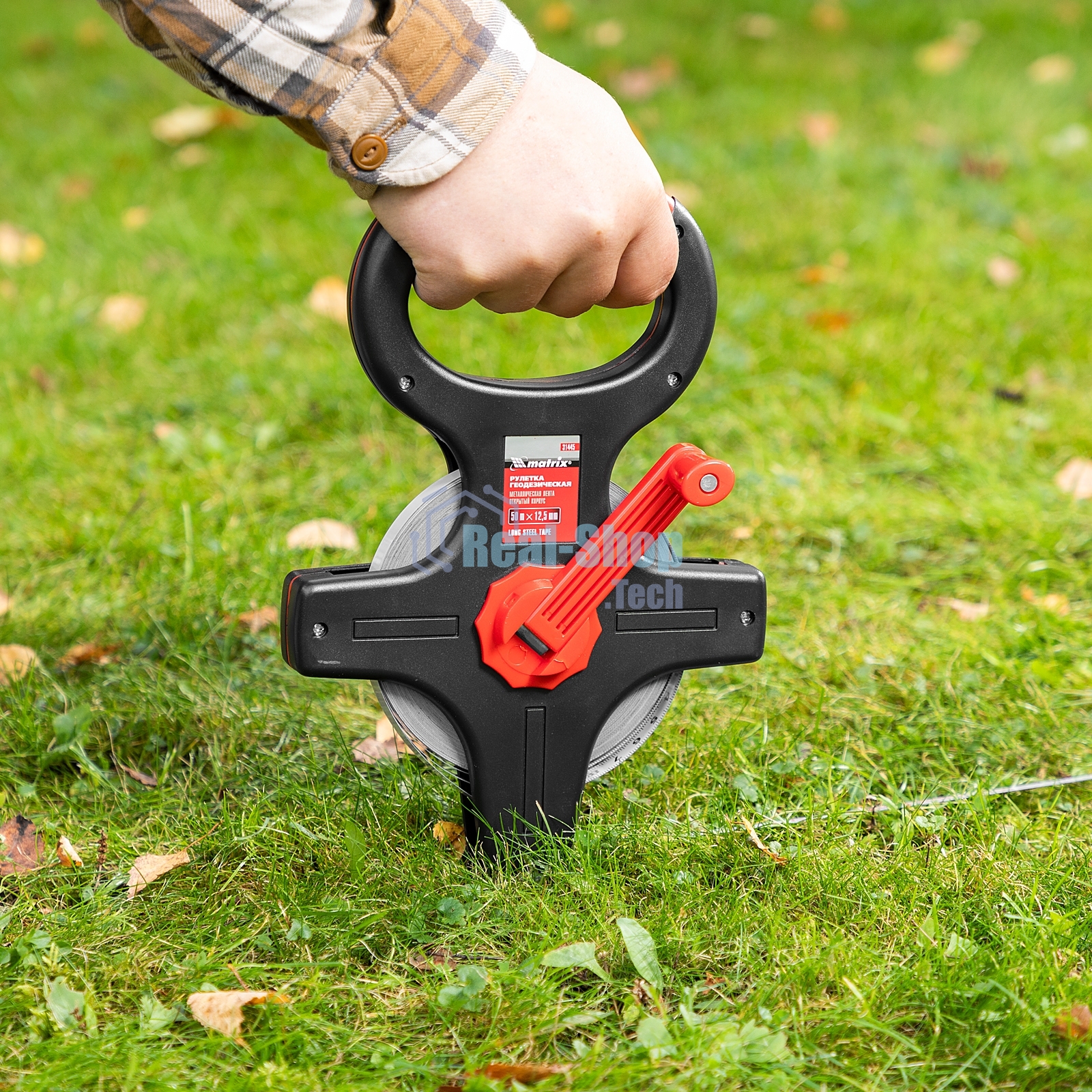 Рулетка геодезическая Matrix 50 м х 12,5 мм, металлическая лента, открытый корпус