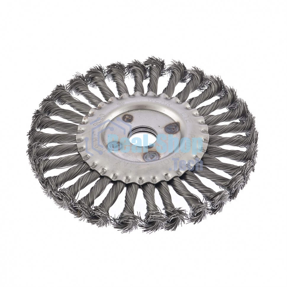 Щетка для УШМ Сибртех 175 мм, посадка 22,2 мм, Плоская, крученая проволока 0,5 мм