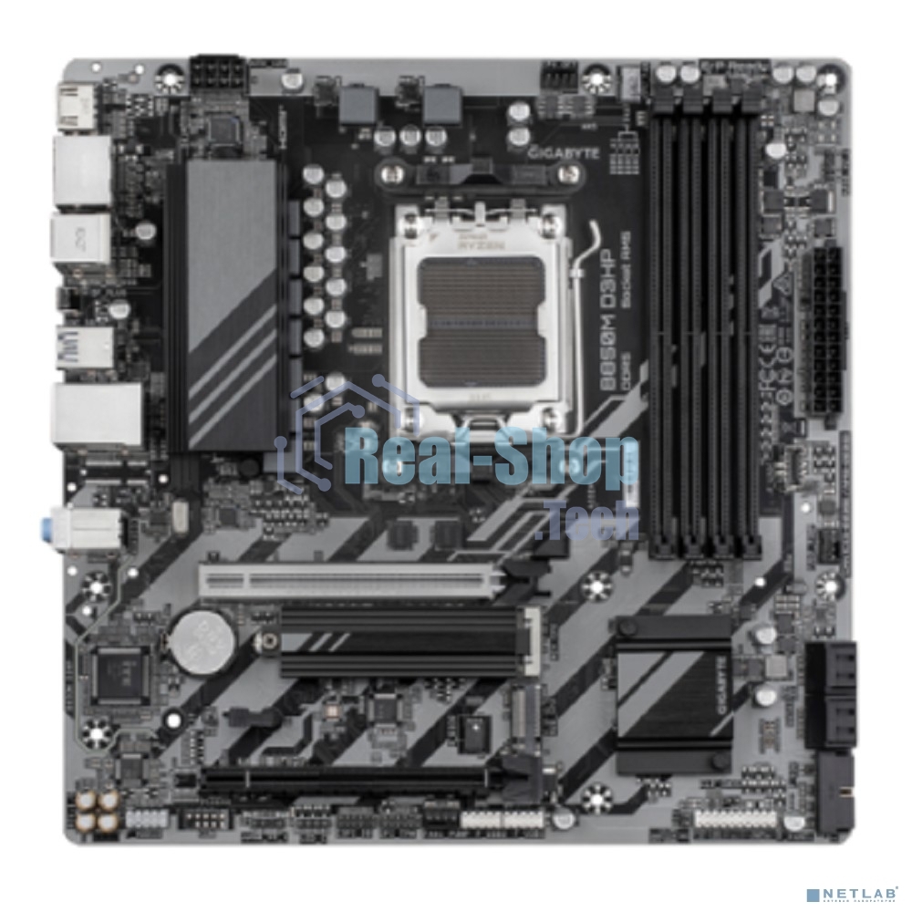 Материнская плата Gigabyte B850M D3HP, AM5, AMD B850, 4xDDR5, 4xSATA, 2xM.2, 1xPCIe 5.0 x16, 1xPCIe 3.0 x4, 1xHDMI, 2xDP, 1x 1Gb LAN, 3xUSB-A 3.2 Gen 1, 2xUSB-A 2.0, 1xUSB-C 3.2 Gen 1, 3x3.5 мм, 7.1, mATX