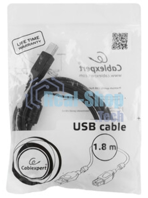 Кабель Cablexpert USB2.0 Pro CCF2-USB2-AMAF-6, AM/AF, 1.8м, экран, 2феррит.кольца, черный, пакет