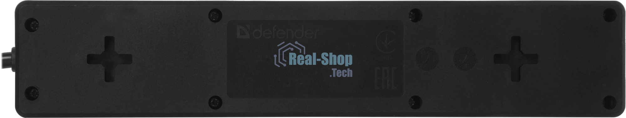 Сетевой фильтр Defender ES, 5.0 м, 5 розеток, черный