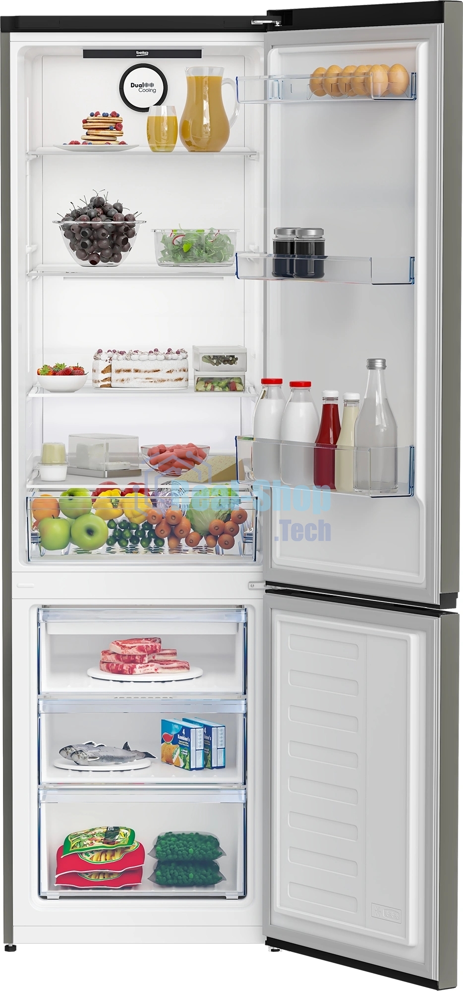 Холодильник Beko B3R0CNK402HG серый, двухкамерный, 257/100 л., морозилка снизу, No Frost