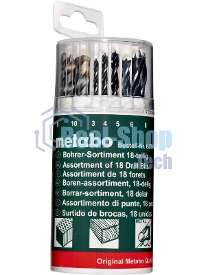 Набор 18 сверел Metabo 627190000 (камень,мет,дер 3-10 мм) пласт.кор