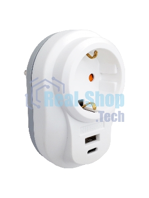 Nilson Сетевой фильтр Роз. 1-местн. с земл. с Type-C+USB  2.4А белый  (40130107)