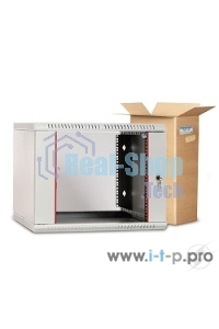 Шкаф настенный ЦМО ШРН-Э-9.500 9U 600x520 мм пер. дв. стекл несъемные бок. пан. серый