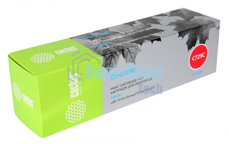 Картридж лазерный Cactus CS-C729C голубой (1000 стр.) для принтеров Canon i-SENSYS LBP7010C/LBP7018C