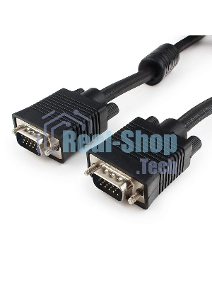 Кабель VGA Premium Cablexpert CC-PPVGA-15M-B, 15M/15M, 15м, черный, тройной экран, феррит.кольца, пакет