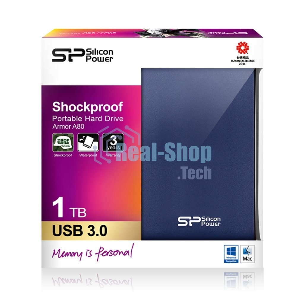 Внешний HDD Silicon Power USB 3.0 1Tb A80 SP010TbPHDA80S3B Armor (5400 об/мин) 2.5