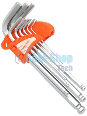 Набор ключей PATRIOT SKH-9L, шестигранные с шаром, длинные, 1,5-10мм, CRV, 9 шт