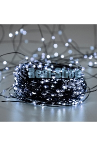 Гирлянда Роса с контроллером 20м, 200LED, IP20, 230В, зеленый провод, белое свечение 