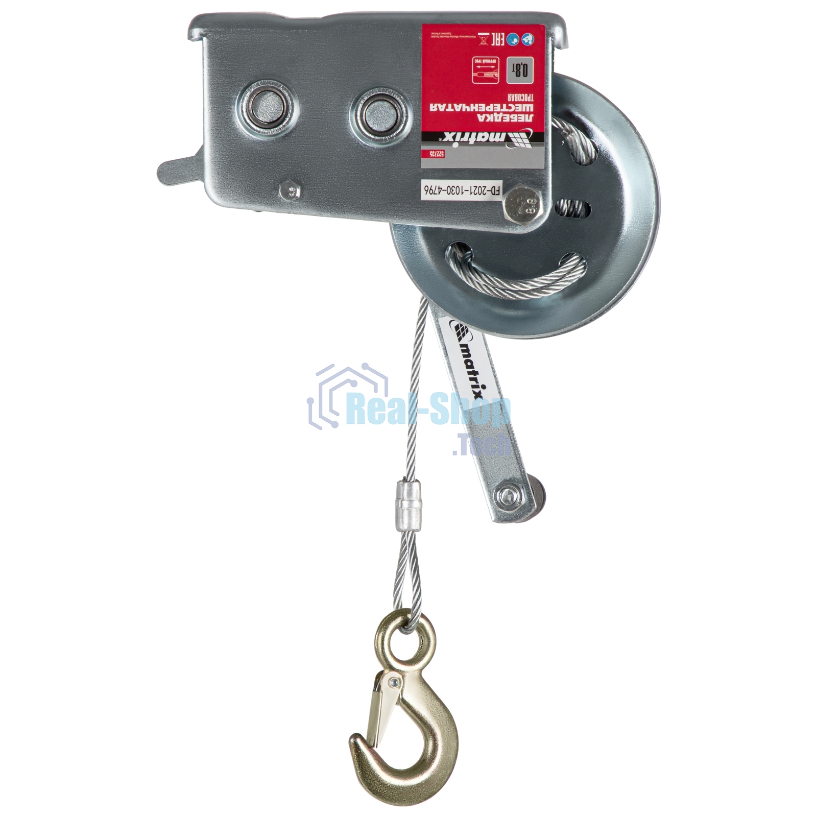 Лебедка шестеренчатая Matrix тяга - 0,8 т, 9 м, тросовая