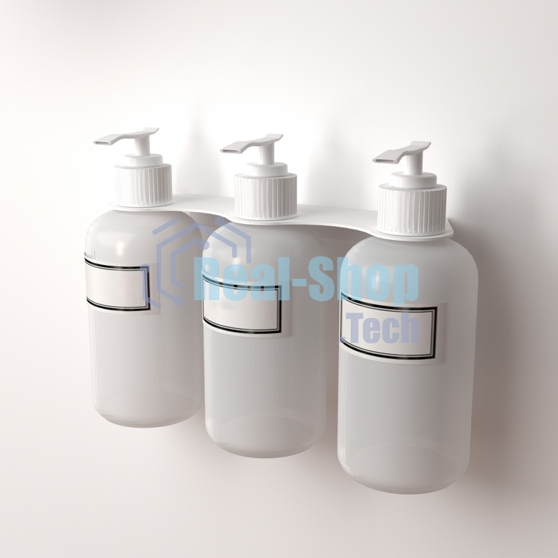 Держатель дозатора для жидкого мыла и шампуней Rexant на 3 флакона настенный, белый