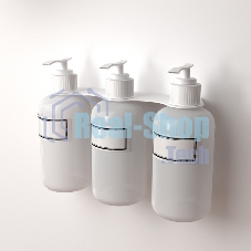 Держатель дозатора для жидкого мыла и шампуней Rexant на 3 флакона настенный, белый