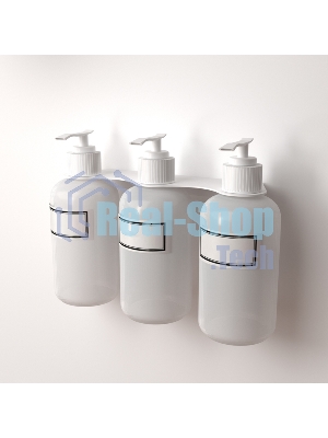 Держатель дозатора для жидкого мыла и шампуней Rexant на 3 флакона настенный, белый