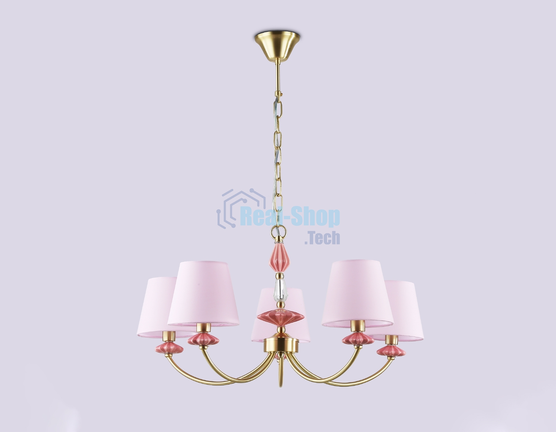 Люстра Ambrella light LH75024/5 GD/PI золото/розовый E14/5 max 40W D700*780