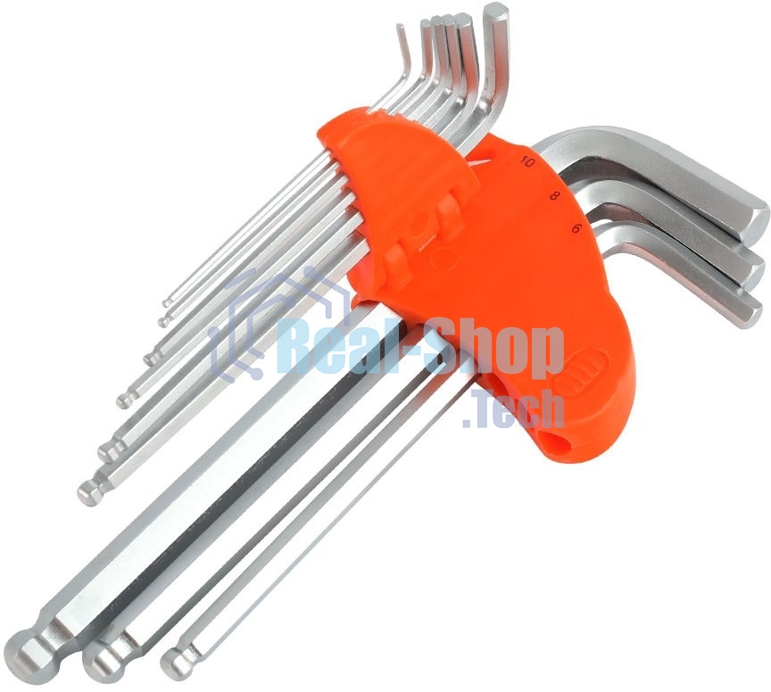 Набор ключей PATRIOT SKH-9L, шестигранные с шаром, длинные, 1,5-10мм, CRV, 9 шт