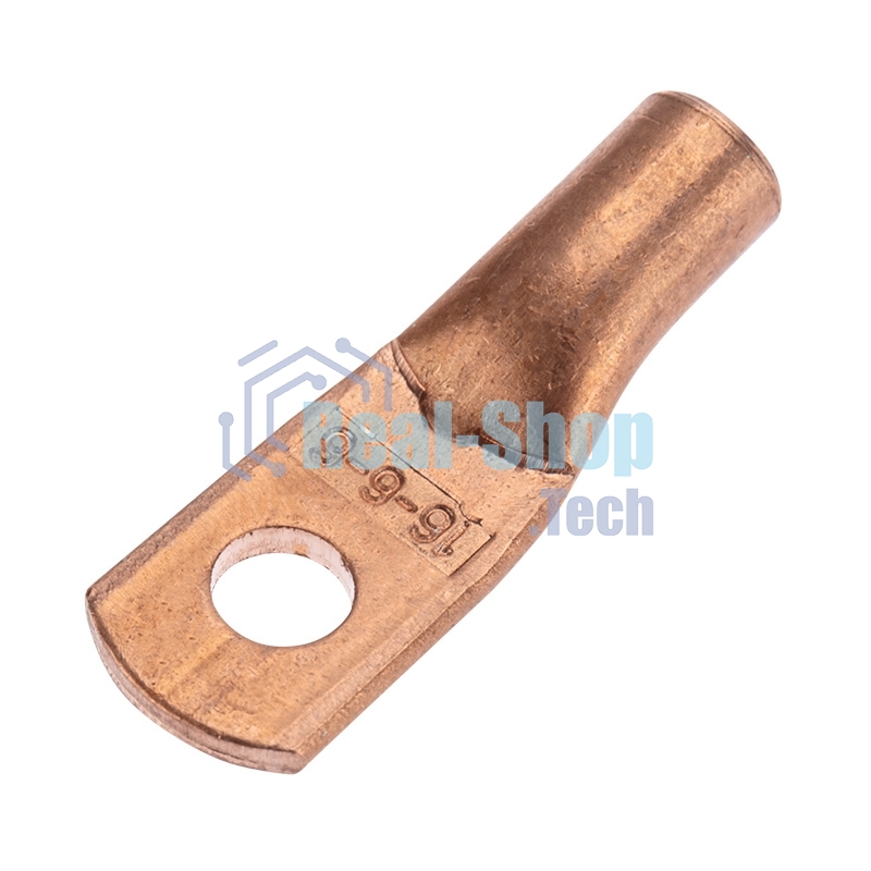 Наконечник медный Rexant ТМ 16-6-6 (16 мм² - Ø6 мм) (в упак. 100 шт.)