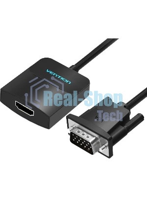 Мультимедиа конвертер Vention VGA + аудио > HDMI, гибкий, черный