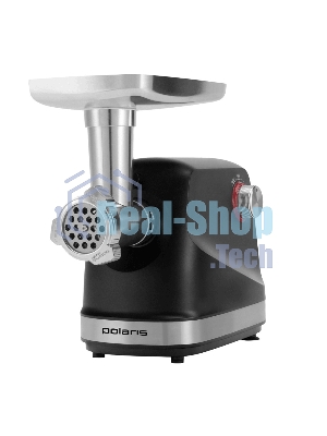 Мясорубка электрическая Polaris PMG 2582 черный, 2500 Вт, 2.7 кг/мин, реверс, защита от перегрузки, металлический лоток, насадки - 5