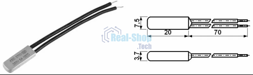 Термостат биметаллический KSD9700 5А/50 С нормально разомкнутый