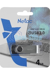 Флешка USB Netac U505, 4Gb, USB 2.0, черный/серебристый, NT03U505N-004G-20BK