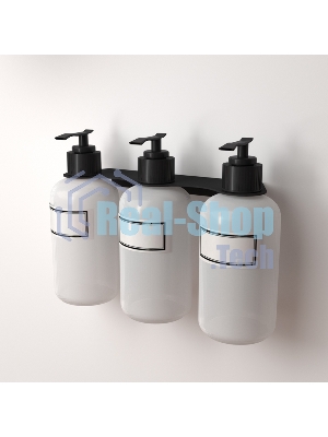 Держатель дозатора для жидкого мыла и шампуней Rexant на 3 флакона настенный, черный