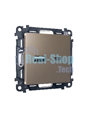 Комплект механизма розетки ALFA Темная бронза матовый 2USB A+C 20W (быстрая зарядка) QUANT (AP6410, VM177) MA641010
