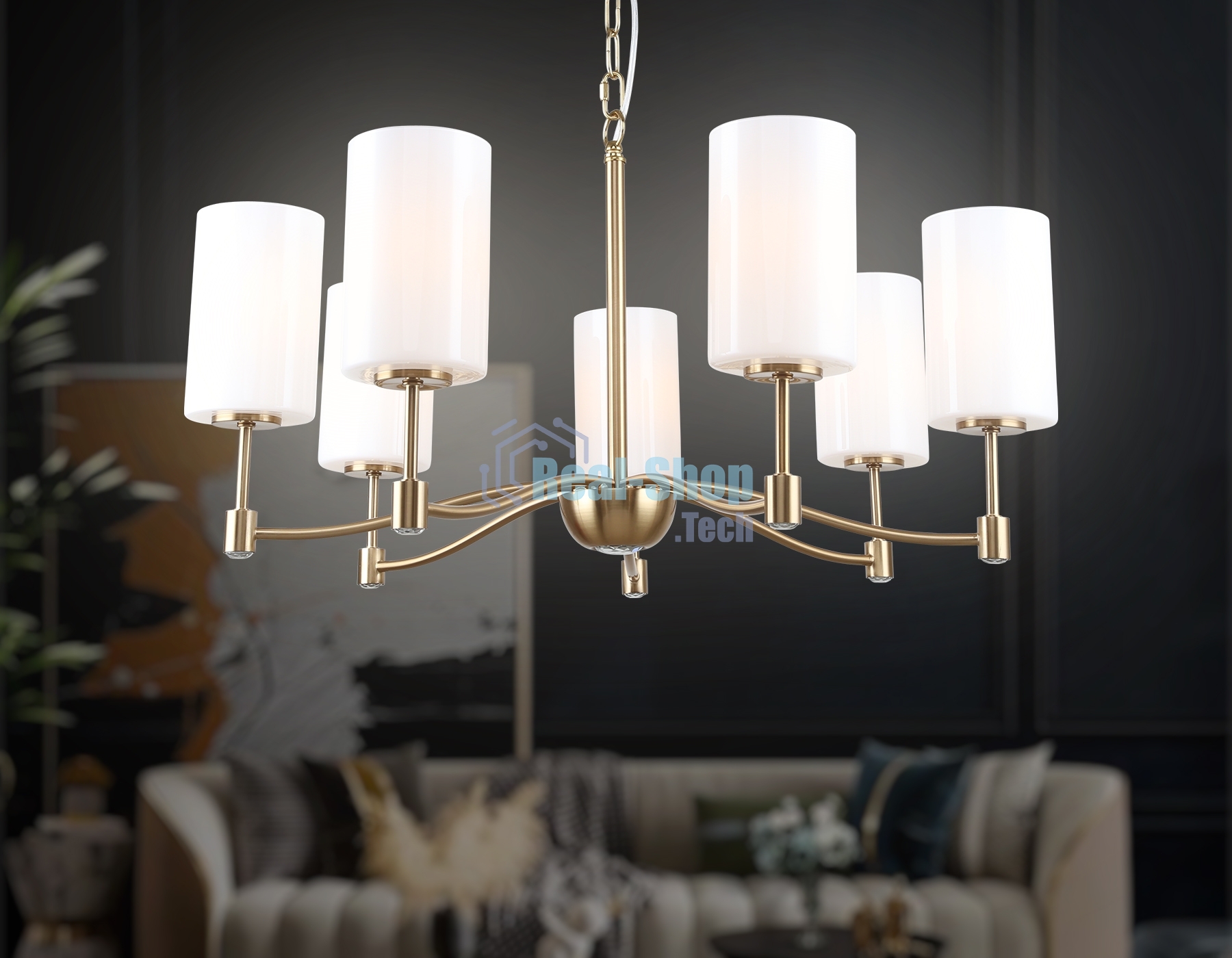 Люстра Ambrella light LH56053/7 BS/FR латунь/белый матовый E14*7 max 40W D680*950