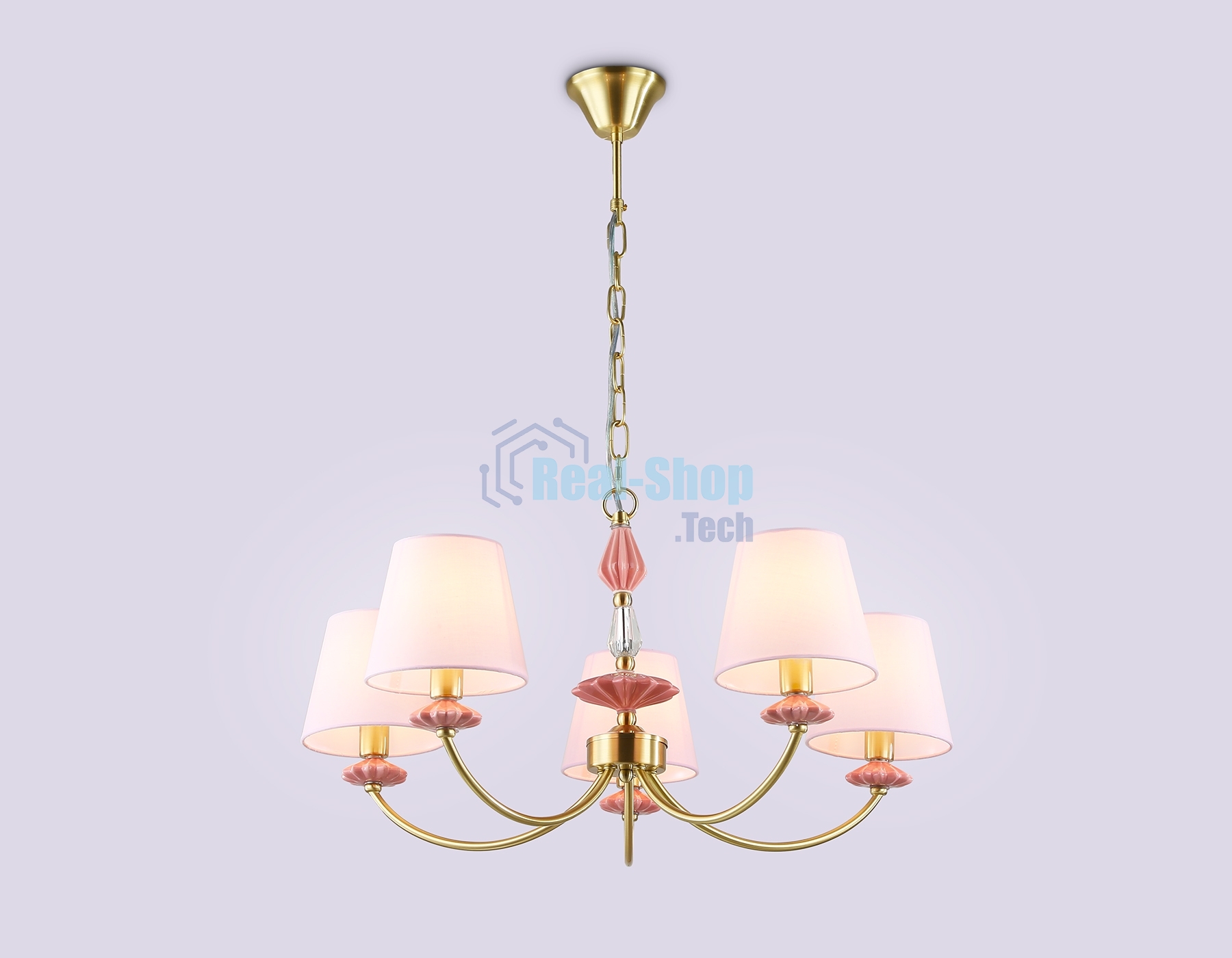 Люстра Ambrella light LH75024/5 GD/PI золото/розовый E14/5 max 40W D700*780