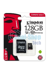 Флеш карта microSDHC 128Gb microSDXC Kingston SDCS2/128Gb Class10 UHS-I Canvas Select up to 100Mb/s с адапт.