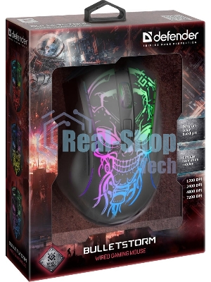 Мышь проводная Defender Bulletstorm GM-928 черный, 7200 dpi, USB, кнопки - 7