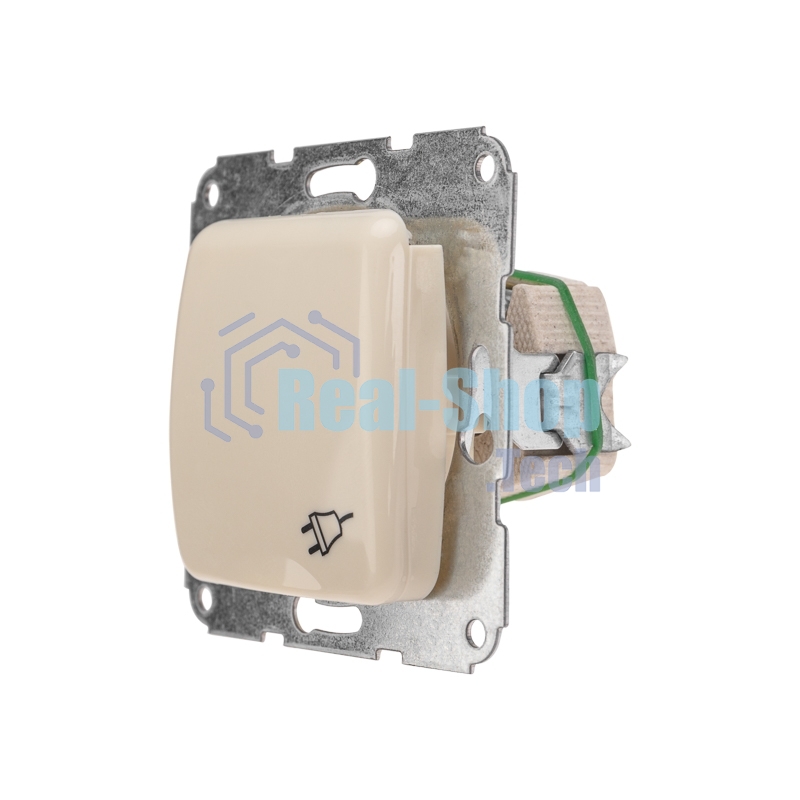 Розетка Kranz 1-ая керамика с/з с крышкой DEA с/у 16А мех. бежевый