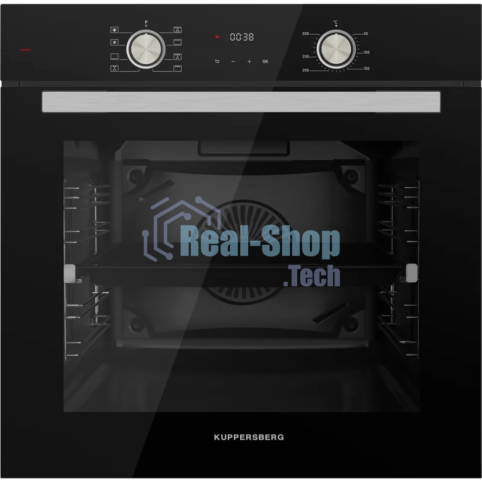 Встраиваемый духовой шкаф Kuppersberg HO 608 B электрический, High-Tech, 60 см, объем 80 л, 8 режимов, поворотное управление, макс. Температура 300 градусов, дисплей, таймер, черный